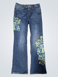 Soft Surroundings Embroidered Bootcut Jeans