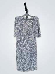 Lauren Ralph Lauren Ruched Grey White Abstract Pri..