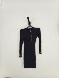 Guess Black Long Sleeve Zip-Up Dress