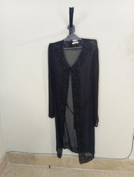 Black Beaded Sheer Kimono Robe