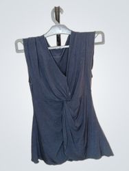 Bebe Navy Blue V-Neck Twist Front Sleeveless Top