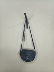 Dark Blue Leather Saddle Bag