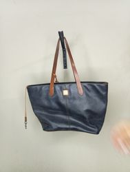 Dooney & Bourke Black Leather Tote Bag with Brown ..