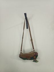 Brown and Green Leather Shoulder Bag