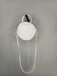 White Round Handbag with Strap