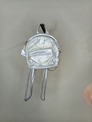 Silver Mini Backpack with Pearls and Rhinestones