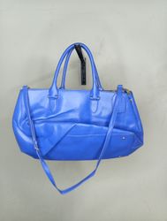 Blue Leather Tote Bag