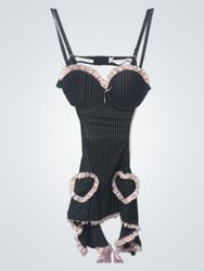 Corpete Jolie Black com Risca de Giz, Apliques de ..