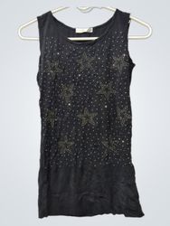 Smiton Black Sleeveless Star Embellished Top
