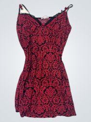 Linea Donatella Red and Black Floral Print Slip Dr..