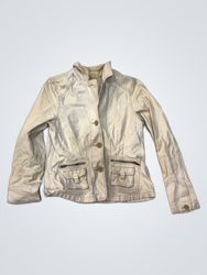 Beige Jacket with Floral Collar