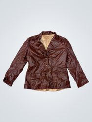 Brown Faux Leather Blazer Size 12