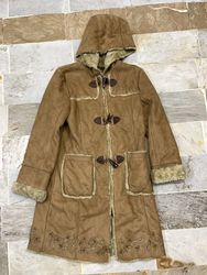 La Femme Fur Trim Hooded Coat