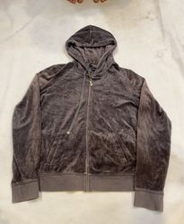 Chaqueta con capucha de cremallera de terciopelo g..