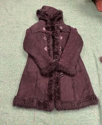 Brown Hooded Fur-Trimmed Coat