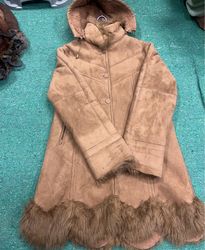 Bunek XL Tan Fur-Lined Hooded Coat