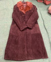 Brown Suede Coat with Fur Collar