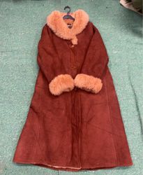 Long Brown Fur-Trimmed Coat