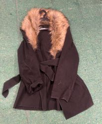 Black Coat with Fur Trim