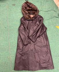 Brown Coat with Fur-Lined Hood