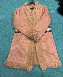 Tan Fur-Trimmed Coat