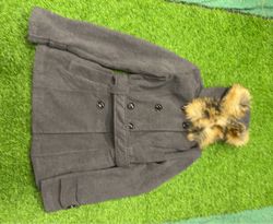 Gray Fur-Trimmed Coat