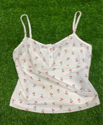 Top de Alças com Estampa de Cerejas Feminino