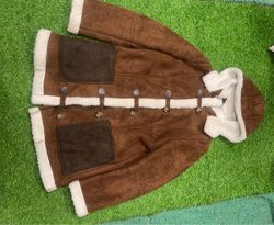 Milly Brown Shearling Hooded Coat