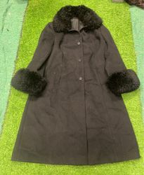 Long Black Fur-Trimmed Coat