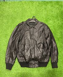 Black Leather Bomber Jacket