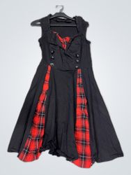Black Dress with Red Plaid Accents