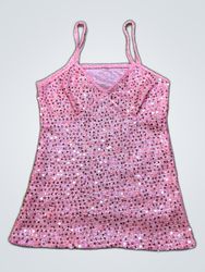 Camiseta Regata com Lantejoulas Rosa