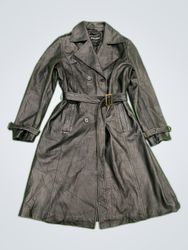 River Island Black Leather Trench Coat