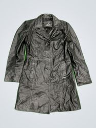 L of the Valley Black Leather Trench Coat