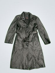 Ventuno Black Leather Trench Coat