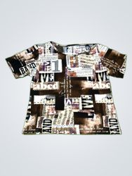 T-Shirt with Newspaper Print