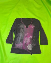 Printed V-Neck Long-Sleeve Top