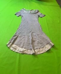 Grey Lace Trim Mini Dress