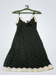 Black Polka Dot Lace Trim Slip Dress