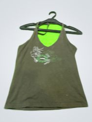 Printed Olive Green Camisole Top