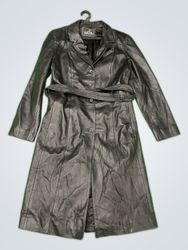 L of the Valley Black Leather Trench Coat