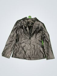 MNG Black Leather Blazer Jacket