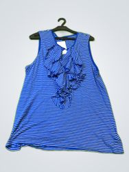 Ralph Lauren Striped Sleeveless Ruffle Blouse
