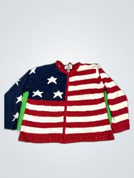 Tiara American Flag Zip-Up Cardigan