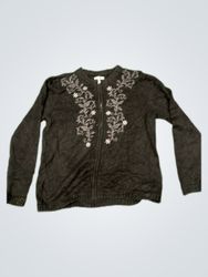 Croft & Barrow Embroidered Knit Cardigan
