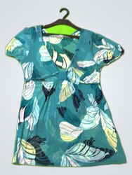 Teal Butterfly Print Wrap Blouse