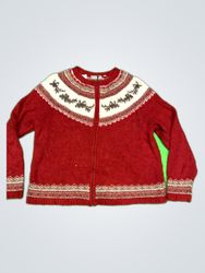 Croft & Barrow Red Nordic Knit Cardigan