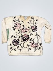 Hand-Knitted Floral Sweater