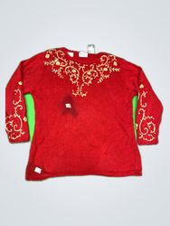 Katia Embroidered Red Knit Sweater