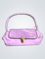 Purple Croc Embossed Small Handbag